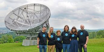 Tým K. Bernardové, Hvězdárna Ondřejov, červen 2022_zleva: V. Stibor, P. Tefelnerová, K. Bernardová, E. Chroustová, A. Zubková, P. Boháček 